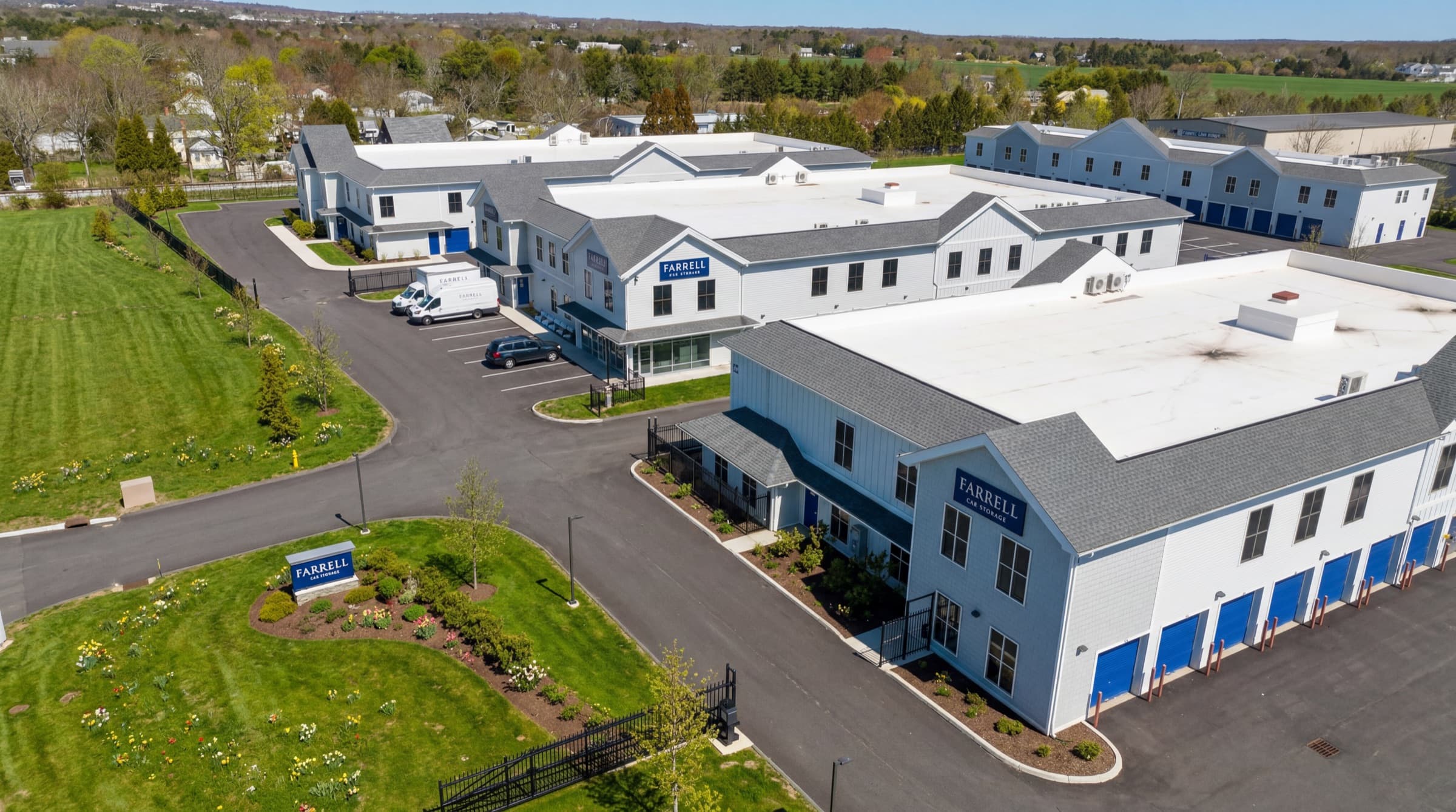 Private enclosed garage bays for indoor car storage at Farrell Storage in Bridgehampton, NY